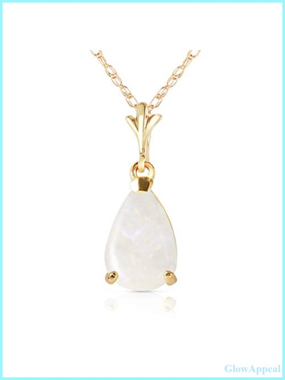 14K Yellow Gold Natural Opal Pendant Necklace Pear Shape 0.77 Ct 24"